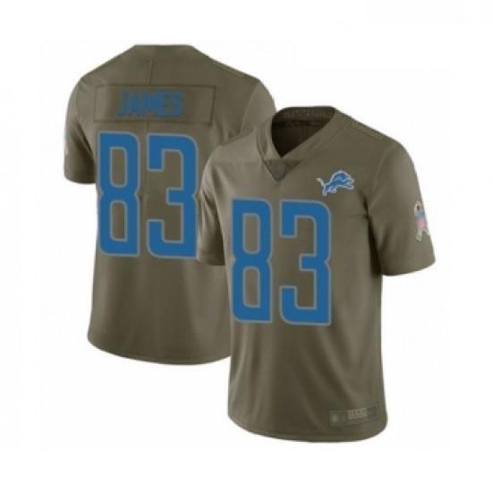 Men Detroit Lions 83 Jesse James Limited Olive 2017 Salute to Service Football Jersey