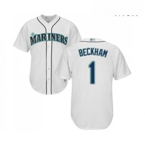 Mens Seattle Mariners 1 Tim Beckham Replica White Home Cool Base Baseball Jersey