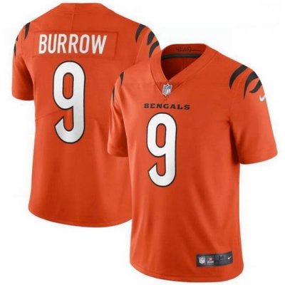 Youth Nike Cincinnati Bengals 9 Joe Burrow Orange Vapor Limited Jersey