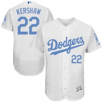 Mens Majestic Los Angeles Dodgers 22 Clayton KershaW Authentic White 2016 Fathers Day Fashion Flex Base Jersey