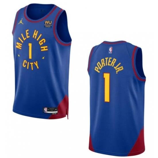 Men Denver Nuggets Jordan Brand Michael Porter Jr. #1 2022 23 Statement Edition Swingman Jersey Blue