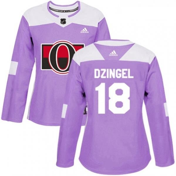 Womens Adidas Ottawa Senators 18 Ryan Dzingel Authentic Purple Fights Cancer Practice NHL Jersey