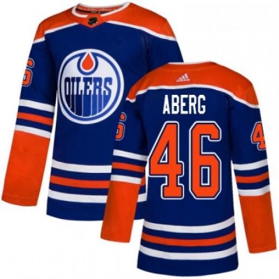 Youth Adidas Edmonton Oilers 46 Pontus Aberg Authentic Royal Blue Alternate NHL Jerse