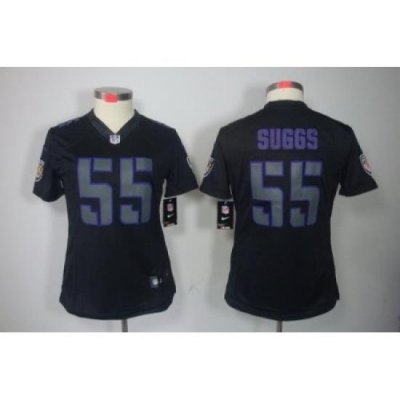 Nike Women Baltimore Ravens #55 Terrell Suggs Black Jerseys[Impact Limited]