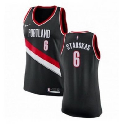 Womens Nike Portland Trail Blazers 6 Nik Stauskas Swingman Black NBA Jersey Icon Edition