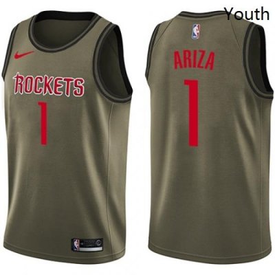 Youth Nike Houston Rockets 1 Trevor Ariza Swingman Green Salute to Service NBA Jersey