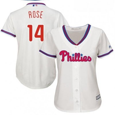 Womens Majestic Philadelphia Phillies 14 Pete Rose Authentic Cream Alternate Cool Base MLB Jersey