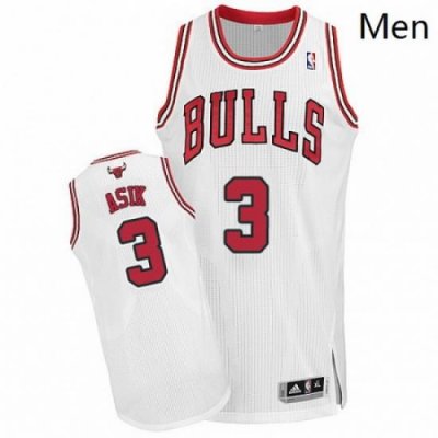 Mens Adidas Chicago Bulls 3 Omer Asik Authentic White Home NBA Jersey