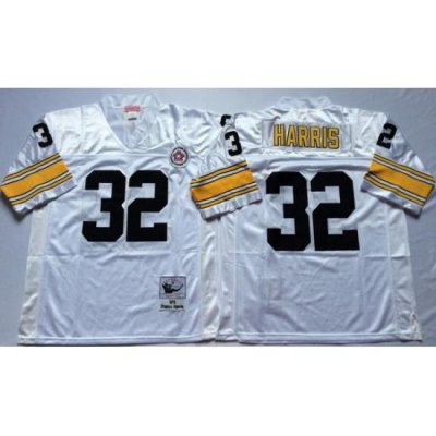 Men Pittsburgh Steelers 32 Franco Harris White M&N Throwback Jersey