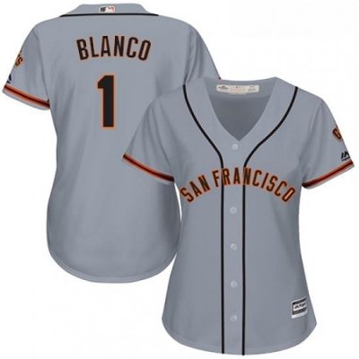 Womens Majestic San Francisco Giants 1 Gregor Blanco Replica Grey Road Cool Base MLB Jersey