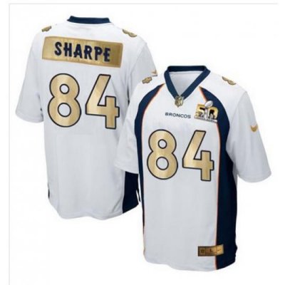 Nike Broncos #84 Shannon Sharpe White Mens Stitched NFL Game Super BoWl 50 Collection Jersey