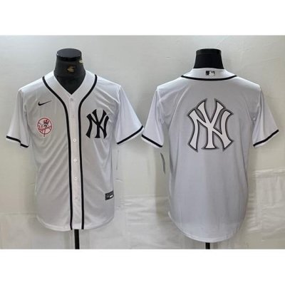 Men NeW York Yankees White Team Big Logo Cool Base Stitched Baseball Jersey 98