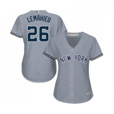 Womens New York Yankees 26 DJ LeMahieu Authentic Grey Road Baseball Jersey