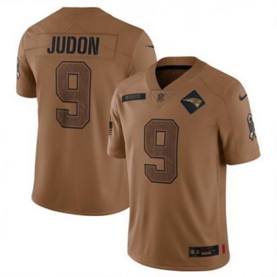 Men New England Patriots 9 Matthew Judon 2023 Brown Salute To Service Limited Stitched Football Jersey