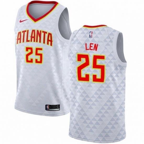 Mens Nike Atlanta Hawks 25 Alex Len Authentic White NBA Jersey Association Edition