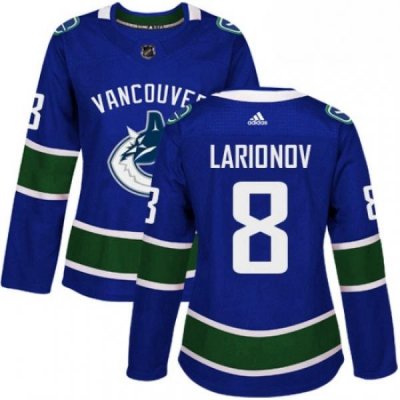 Womens Adidas Vancouver Canucks 8 Igor Larionov Authentic Blue Home NHL Jersey