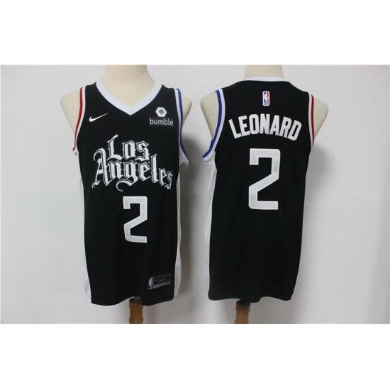 Men Los Angeles Clippers 2 Kawhi Leonard Black 2021 City Edition Nike Swingman Jersey