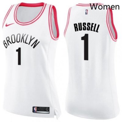 Womens Nike Brooklyn Nets 1 DAngelo Russell Swingman WhitePink Fashion NBA Jersey