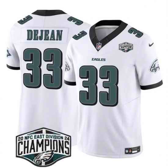 Men Philadelphia Eagles 33 Cooper DeJean White 2024 New NFC East Champions F U S E  Vapor Untouchable Limited Stitched Football Jersey