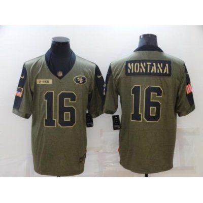 Men's San Francisco 49ers #16 Joe Montana 2021 Salute To Service Limited Jersey