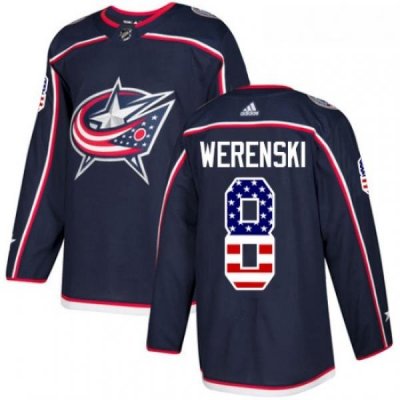 Youth Adidas Columbus Blue Jackets 8 Zach Werenski Authentic Navy Blue USA Flag Fashion NHL Jersey