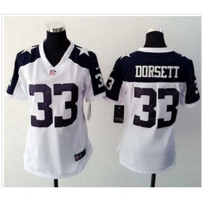 Women Nike CoWboys #33 Tony Dorsett White Thanksgiving ThroWback Stitched NFL Elite Jersey