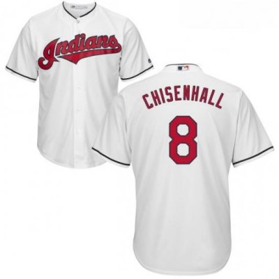 Youth Majestic Cleveland Indians 8 Lonnie Chisenhall Authentic White Home Cool Base MLB Jersey