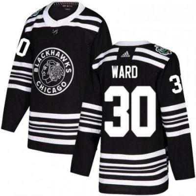 Youth Adidas Chicago Blackhawks 30 Cam Ward Authentic Black 2019 Winter Classic NHL Jerse