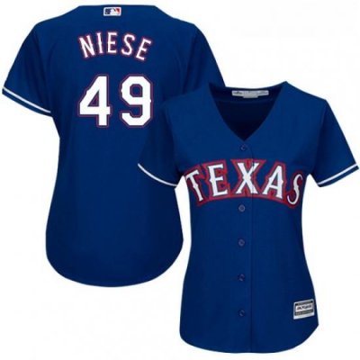 Womens Majestic Texas Rangers 49 Jon Niese Replica Royal Blue Alternate 2 Cool Base MLB Jersey