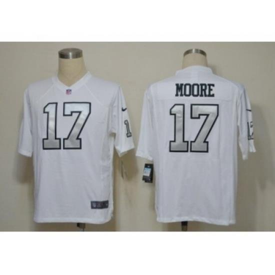 Nike Oakland Raiders 17 Denarius Moore White Game Silver number NFL Jersey