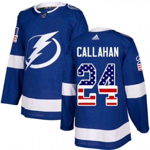 Youth Adidas Tampa Bay Lightning 24 Ryan Callahan Authentic Blue USA Flag Fashion NHL Jersey