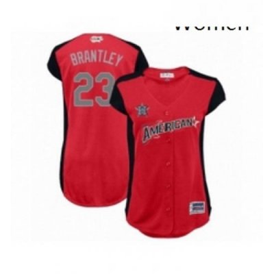 Womens Houston Astros 23 Michael Brantley Authentic Red American League 2019 Baseball All Star Jersey