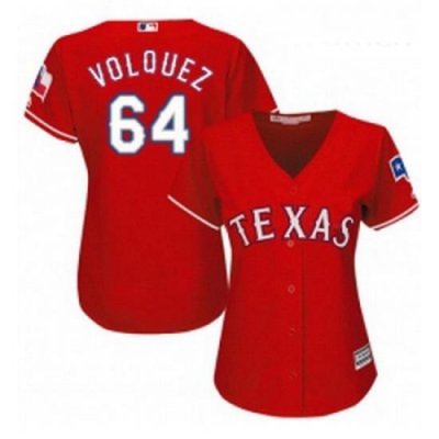 Womens Majestic Texas Rangers 64 Edinson Volquez Replica Red Alternate Cool Base MLB Jersey