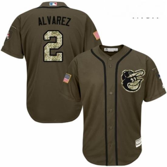 Mens Majestic Baltimore Orioles 2 Pedro Alvarez Authentic Green Salute to Service MLB Jersey