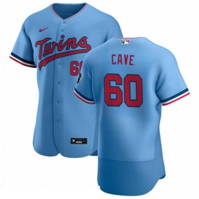 Men Minnesota TWins 60 Jake Cave Men Nike Light Blue Alternate 2020 Flex Base Team MLB Jersey