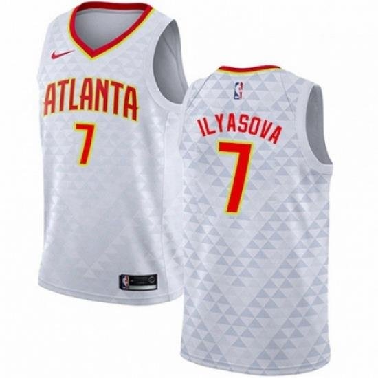 Mens Nike Atlanta Hawks 7 Ersan Ilyasova Swingman White NBA Jersey Association Edition