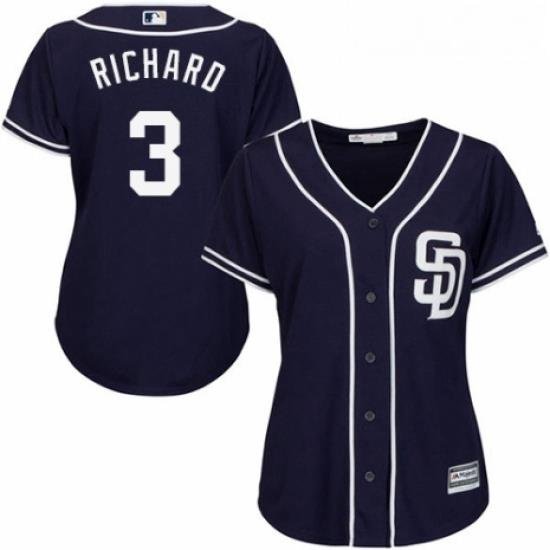 Womens Majestic San Diego Padres 3 Clayton Richard Authentic Navy Blue Alternate 1 Cool Base MLB Jersey