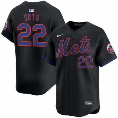 Men New York Mets 22 Juan Soto Black 2024 Alternate Limited Stitched Baseball Jersey