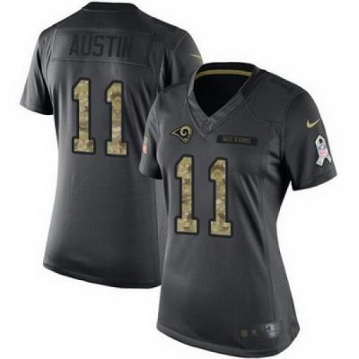 Nike Rams #11 Tavon Austin Black Womens Stitched NFL Limited 2016 Salute to Service Jersey