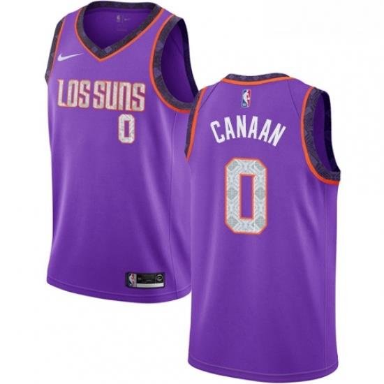 Mens Nike Phoenix Suns 0 Isaiah Canaan Swingman Purple NBA Jersey 2018 19 City Edition