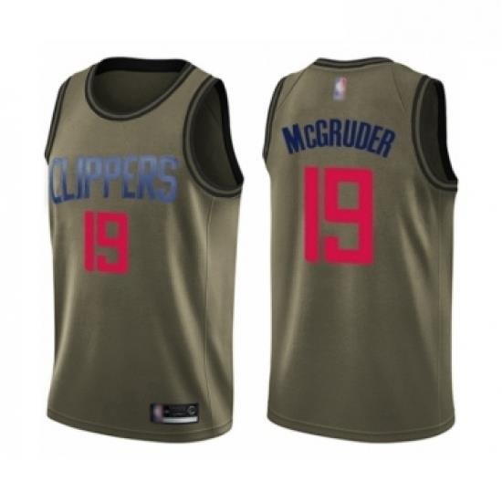 Youth Los Angeles Clippers 19 Rodney McGruder Swingman Green Salute to Service Basketball Jersey