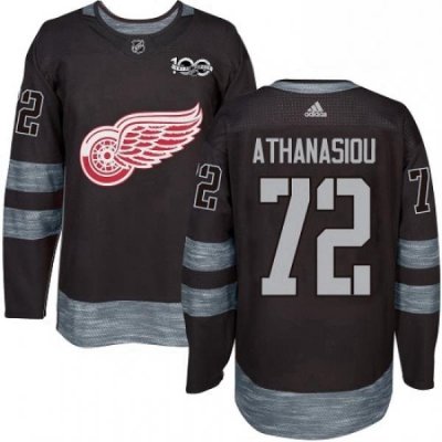 Mens Adidas Detroit Red Wings 72 Andreas Athanasiou Authentic Black 1917 2017 100th Anniversary NHL Jersey