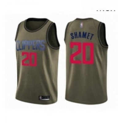 Mens Los Angeles Clippers 20 Landry Shamet Swingman Green Salute to Service Basketball Jersey