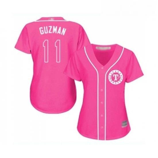 Womens Texas Rangers 11 Ronald Guzman Replica Pink Fashion Cool Base Baseball Jersey