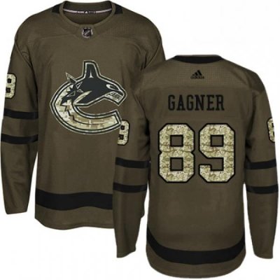 Youth Adidas Vancouver Canucks 89 Sam Gagner Authentic Green Salute to Service NHL Jersey