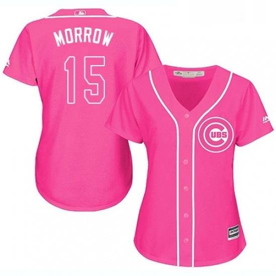 Womens Majestic Chicago Cubs 15 Brandon Morrow Replica Pink Fashion MLB Jersey