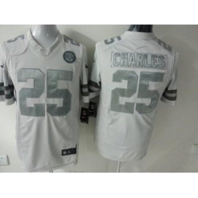 Nike Kansas City Chiefs 25 Jamaal Charles White Game Platinum NFL Jersey