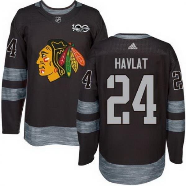 Blackhawks #24 Martin Havlat Black 1917 2017 100th Anniversary Stitched NHL Jersey