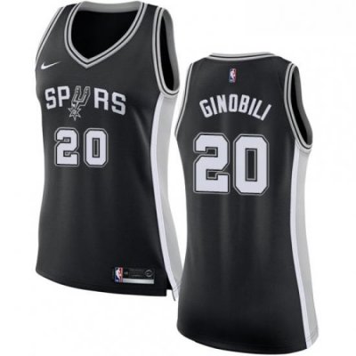 Womens Nike San Antonio Spurs 20 Manu Ginobili Swingman Black Road NBA Jersey Icon Edition