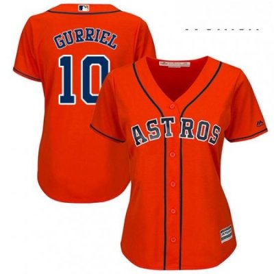 Womens Majestic Houston Astros 10 Yuli Gurriel Authentic Orange Alternate Cool Base MLB Jersey